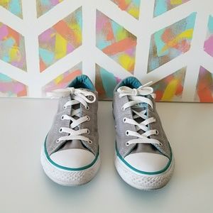 Gray and Teal All Star Converse size 2.